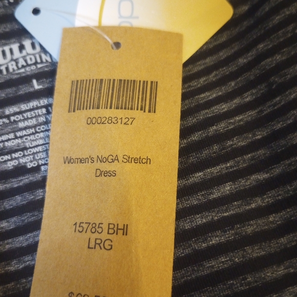 DULUTH TRADING CO Women's NoGa Stretch Dress Black Grey Striped Zip Pocket New L - Picture 11 of 11